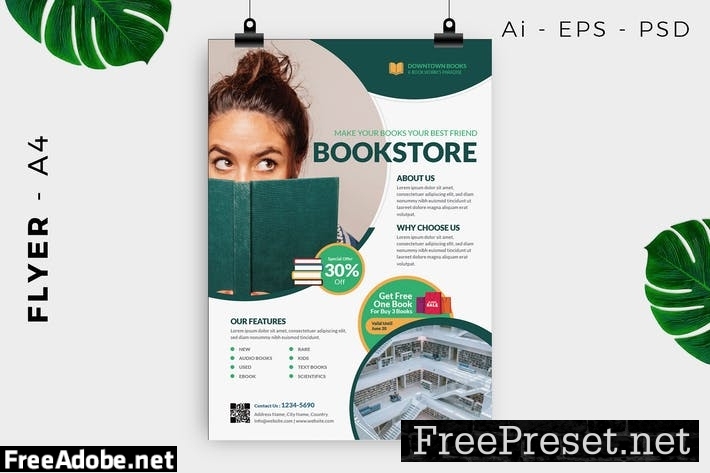 Bookstore / Library Flyer Template N58RVTW