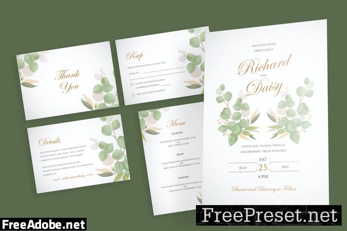 Botanical Watercolor Wedding Invitation LP93KFV