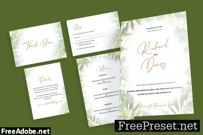 Botanical Watercolor Wedding Invitation 5GKKEEE