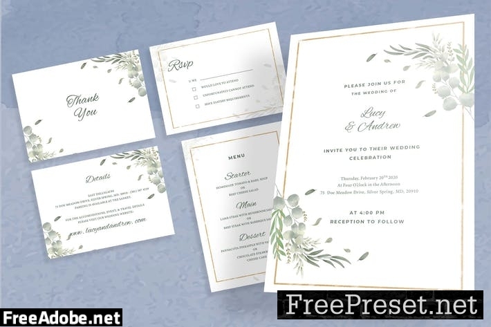 Botanical Wedding Invitation Set BEWYCD2