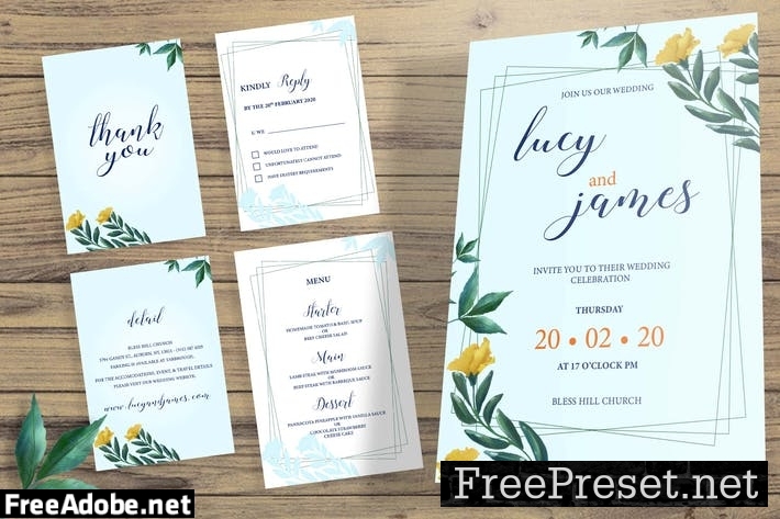 Botanical Wedding Invitation Set 3D2B8RN