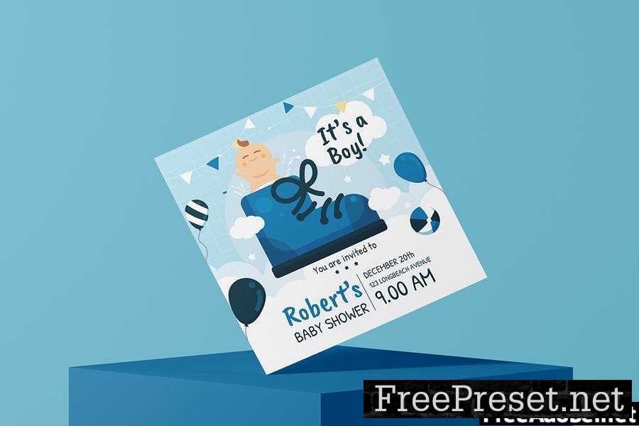 Boy Baby Shower Invitation - Flyer Media Kit