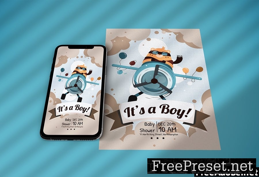 Boy Baby Shower Invitation - Flyer Media Kit