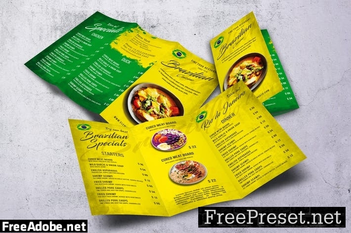 Brazilian Cuisine Trifold A4 & US Letter Menu GXM6JDS