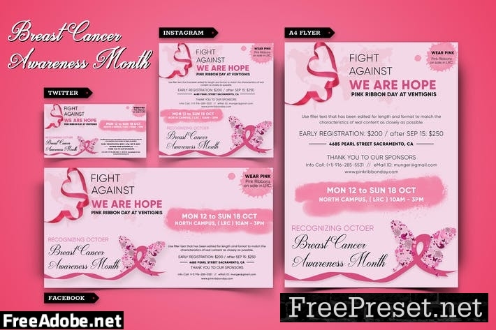 Breast Cancer Awareness Month Flyer Social Media WV8D4NJ