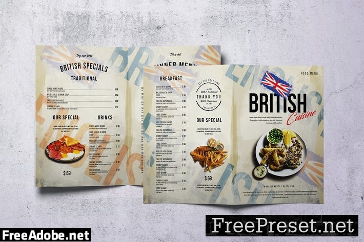 British Cuisine Bifold Food Menu BUNCZVG