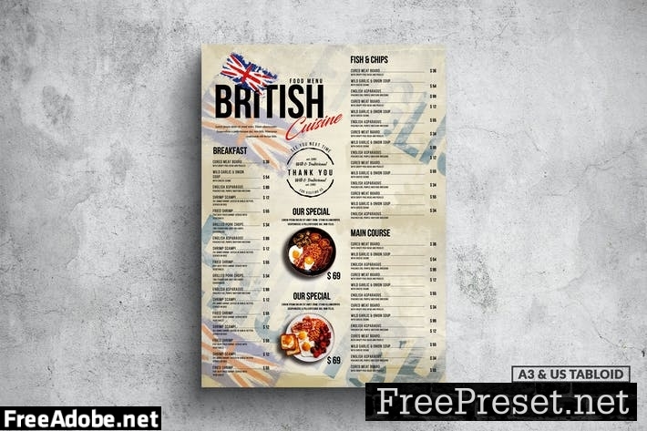 British Poster Food Menu - A3 & US Tabloid YS9G6WL