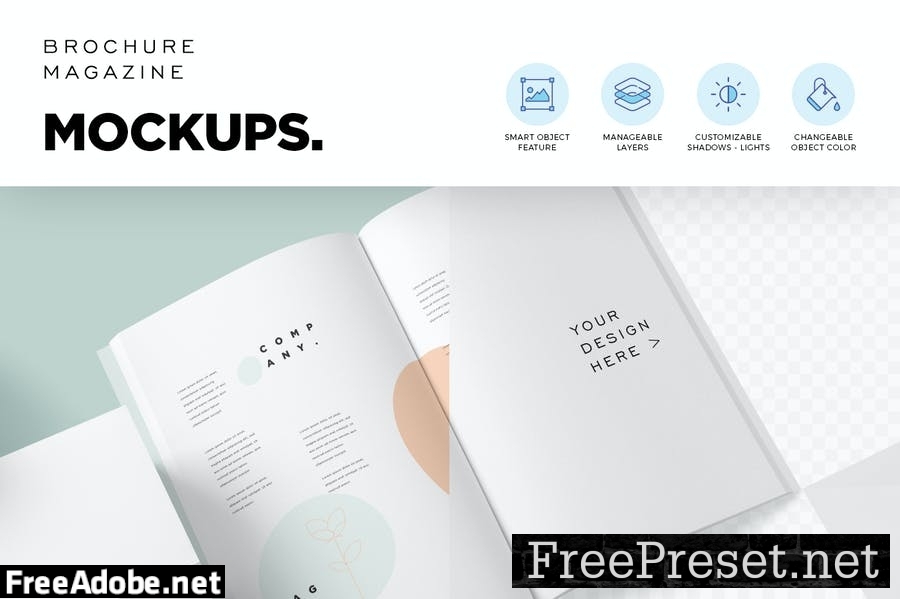 Brochure - Magazine Mockup Set - 7x10 Inch ZB9YQ2M