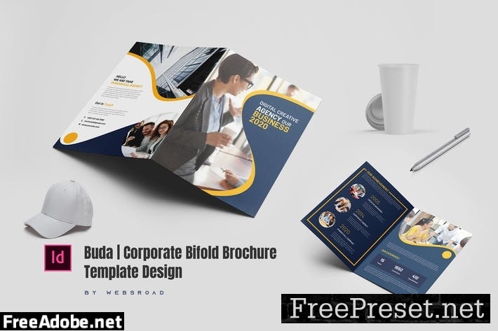 Buda | Corporate Bifold Brochure Template Design YDXBFWN