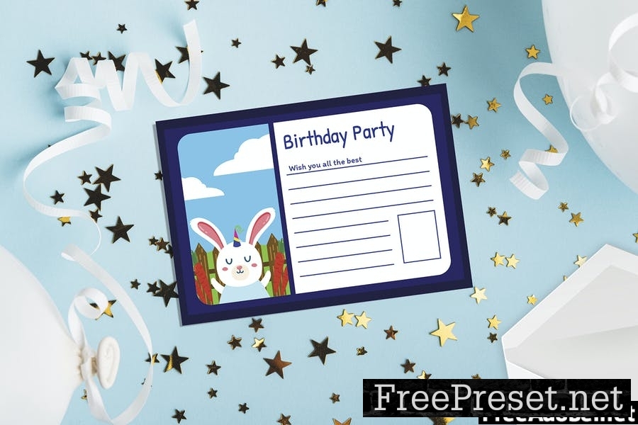 Bunny - Birthday Kids Invitation J4H3UW3