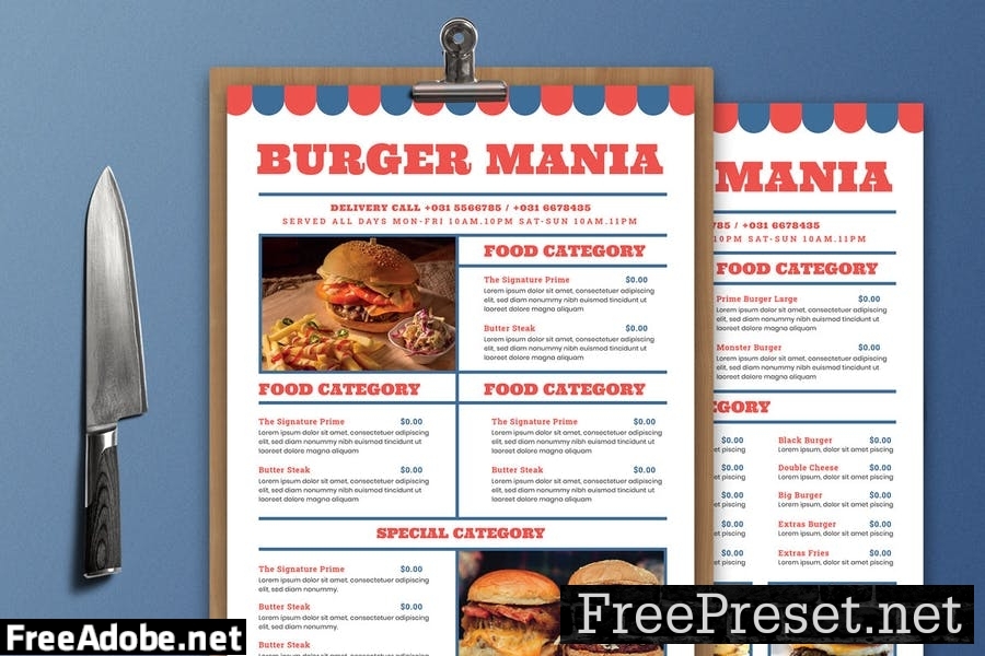 Burger Food Menu GMWZB2W