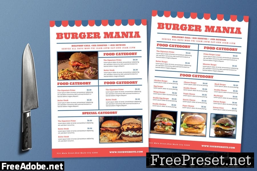 Burger Food Menu GMWZB2W