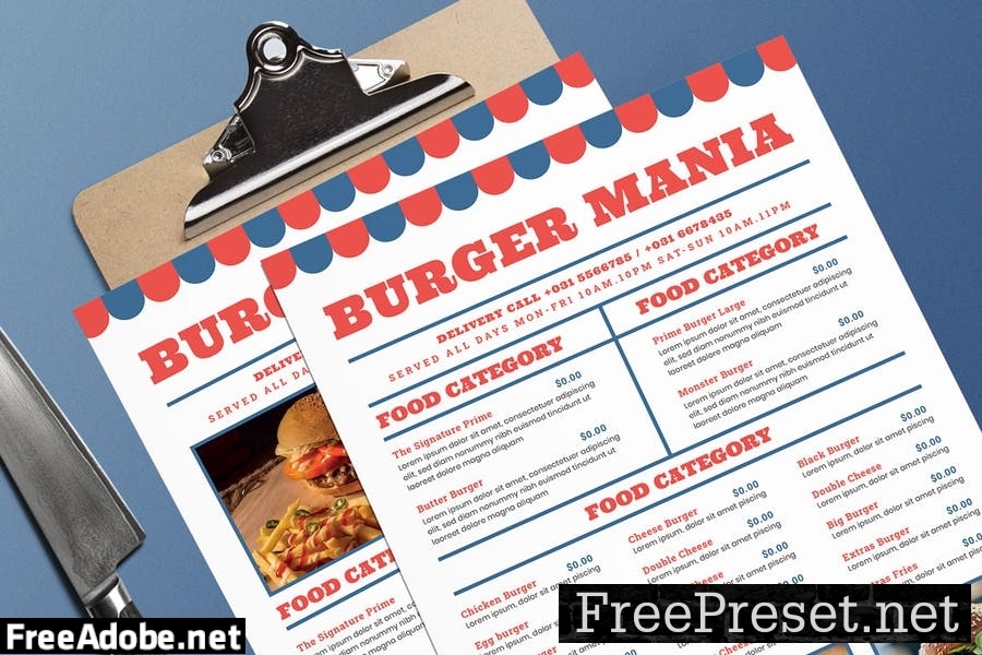 Burger Food Menu GMWZB2W