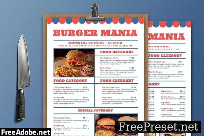 Burger Food Menu GMWZB2W