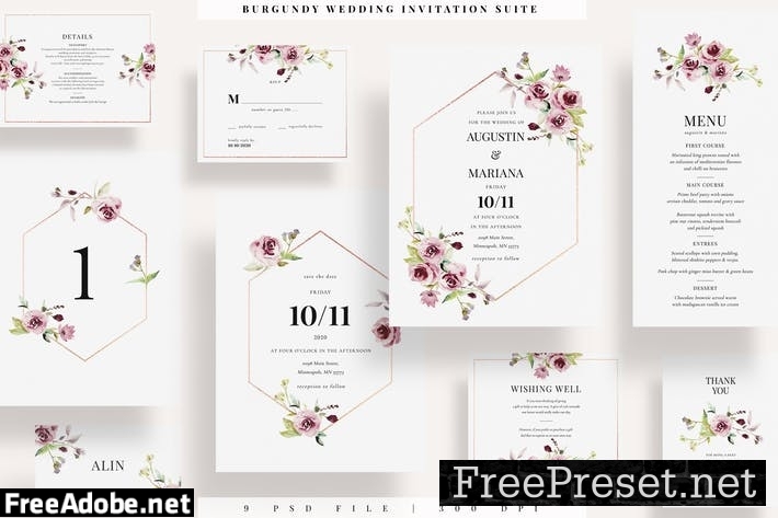 Burgundy Wedding Invitation Set EZ Z3XG3PC