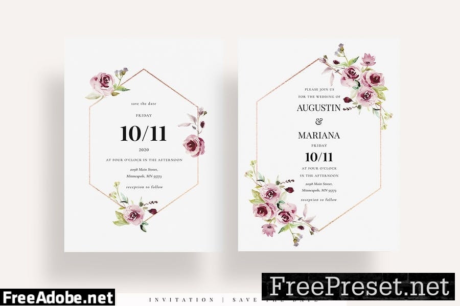 Burgundy Wedding Invitation Set EZ