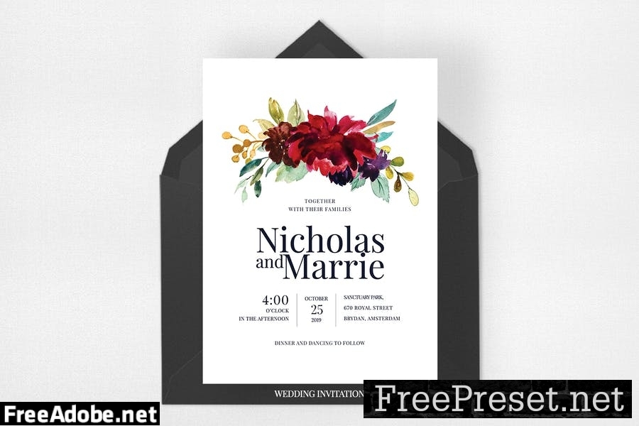 Burgundy Wedding Invitation Suite