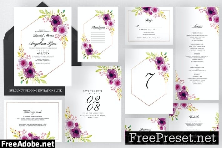 Burgundy Wedding Invitation Suite 6QAZDZ7