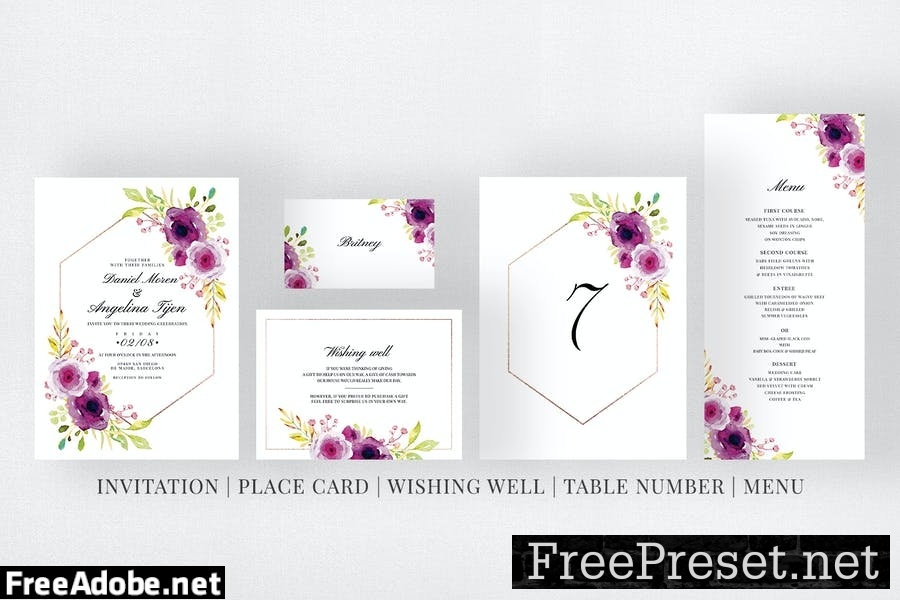 Burgundy Wedding Invitation Suite