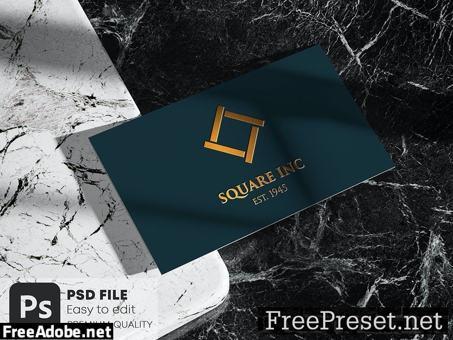 Business Card on Marble Stone Mockup Set A3GTZKB