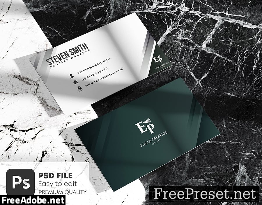 Business Card on Marble Stone Mockup Set A3GTZKB