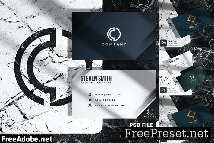 Business Card on Marble Stone Mockup Set A3GTZKB