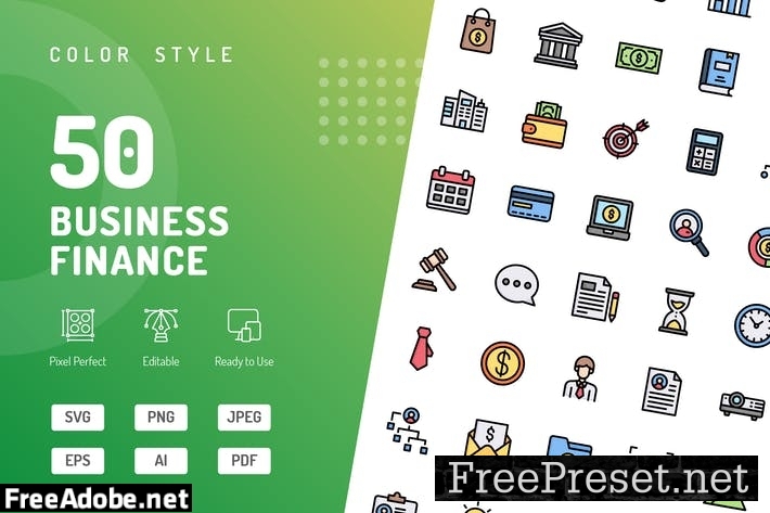 Business Finance Color Icons ZABNFMX