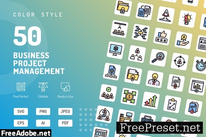 Business Project Management Color Icons 3Y2Q7E4