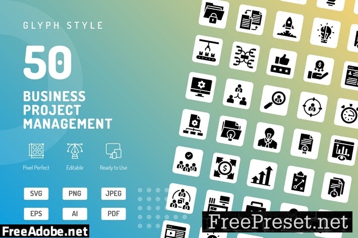 Business Project Management Glyph Icons 7462C5L