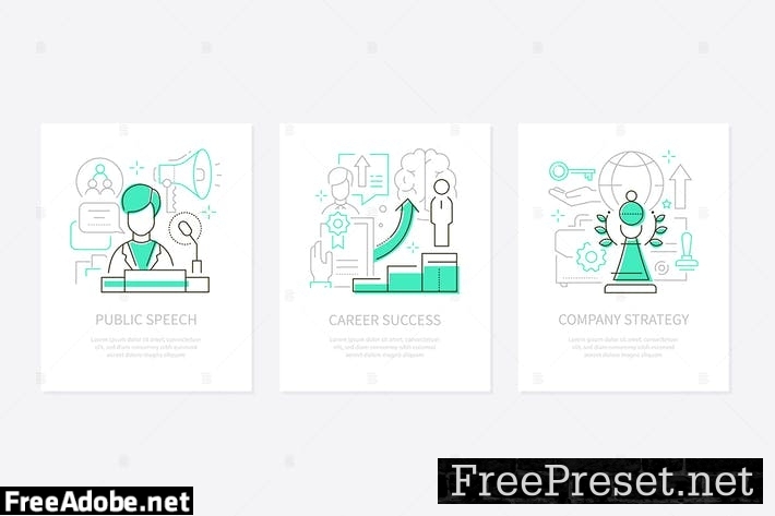 Business success - line design style banners set AGWVBSW