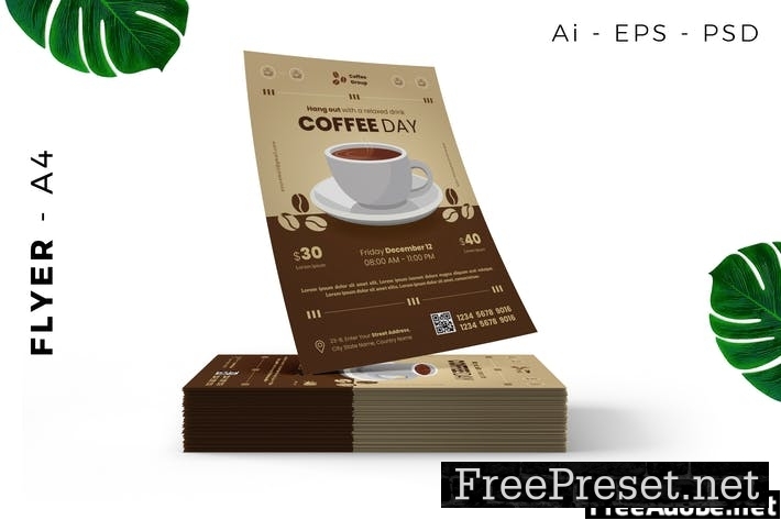 Cafe / Coffee Event Flyer Design 7UX3ZXT