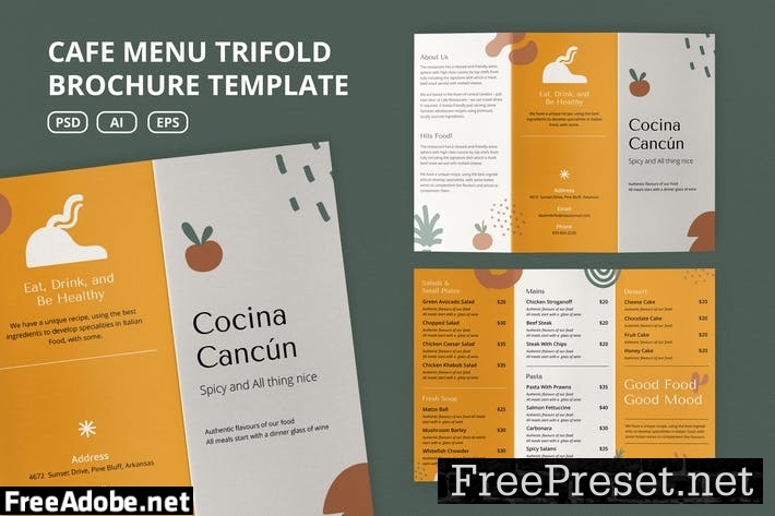 Cafe Menu Brochure Template XWV9VHF