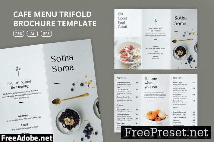 Cafe Menu Brochure Template 32668HN