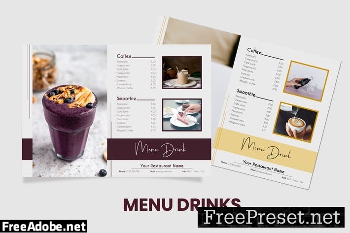 Caffe Tea Drink Menu Set Template RYUUR4B