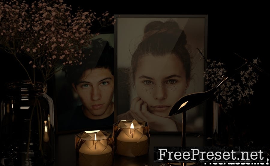 Candle Light Portrait Frame Mockup