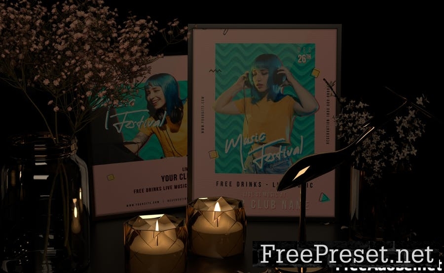 Candle Light Portrait Frame Mockup