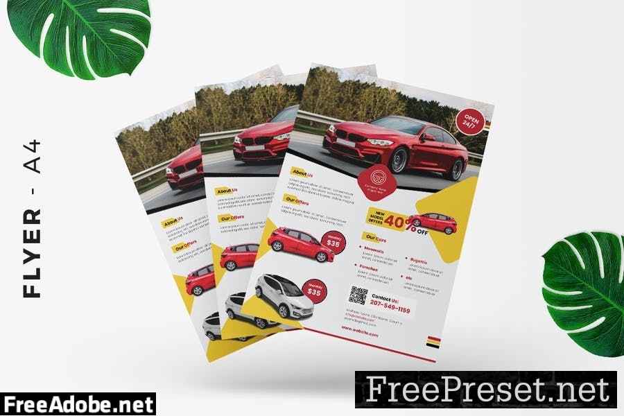 Car rental flyer template FWTDYFW