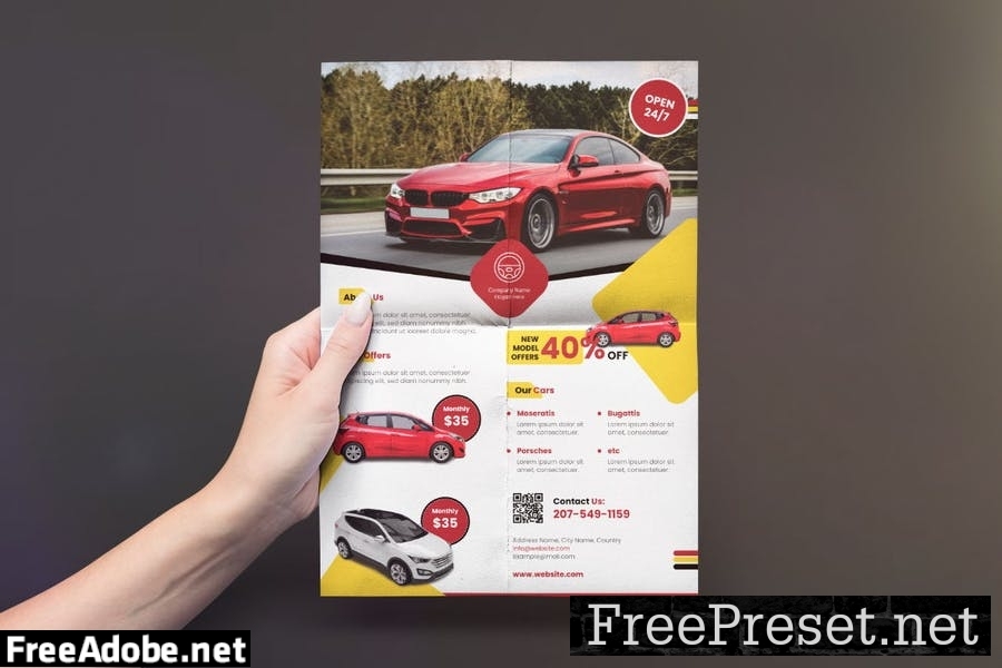 Car rental flyer template FWTDYFW