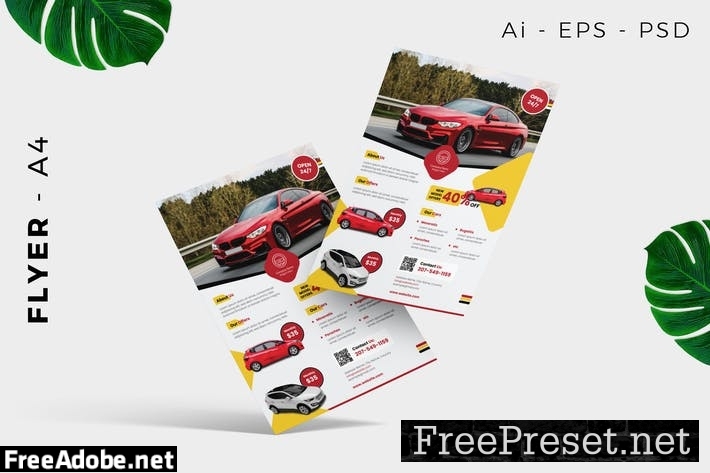 Car rental flyer template FWTDYFW