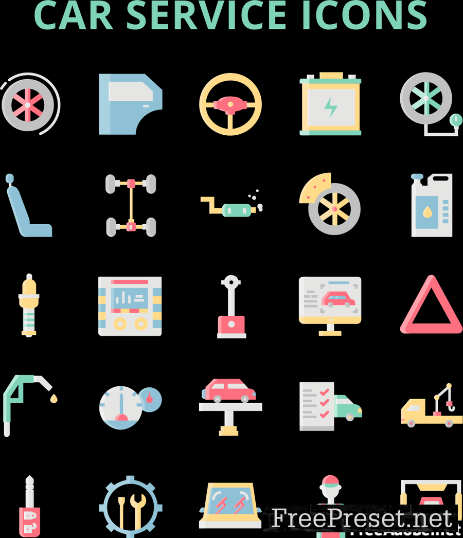 Car Service Icons Set VTQB4YE