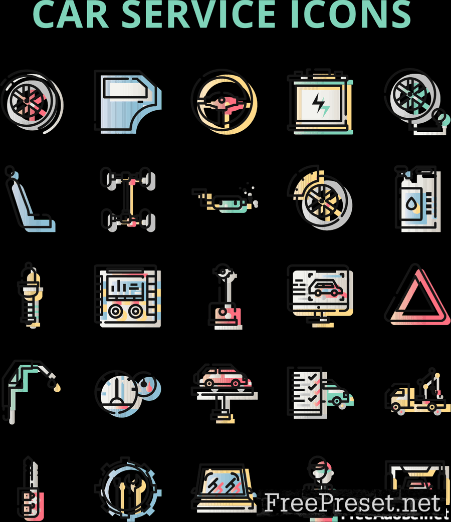 Car Service Icons Set VTQB4YE