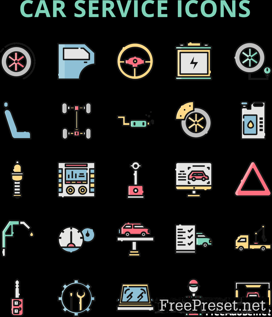 Car Service Icons Set VTQB4YE