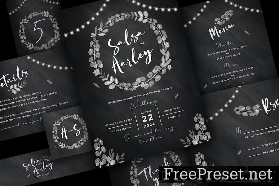 Chalkboard Wedding Invitation Set HMELD5F