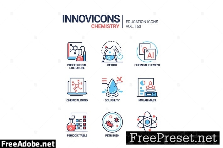 Chemistry - modern line design style icons set NMVEPCR