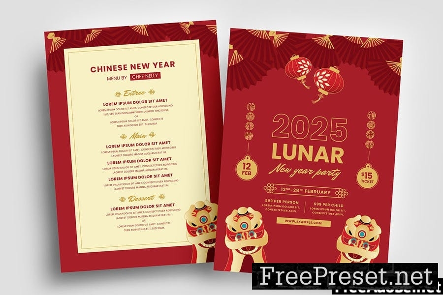 Chinese Lunar New Year Menu Templates