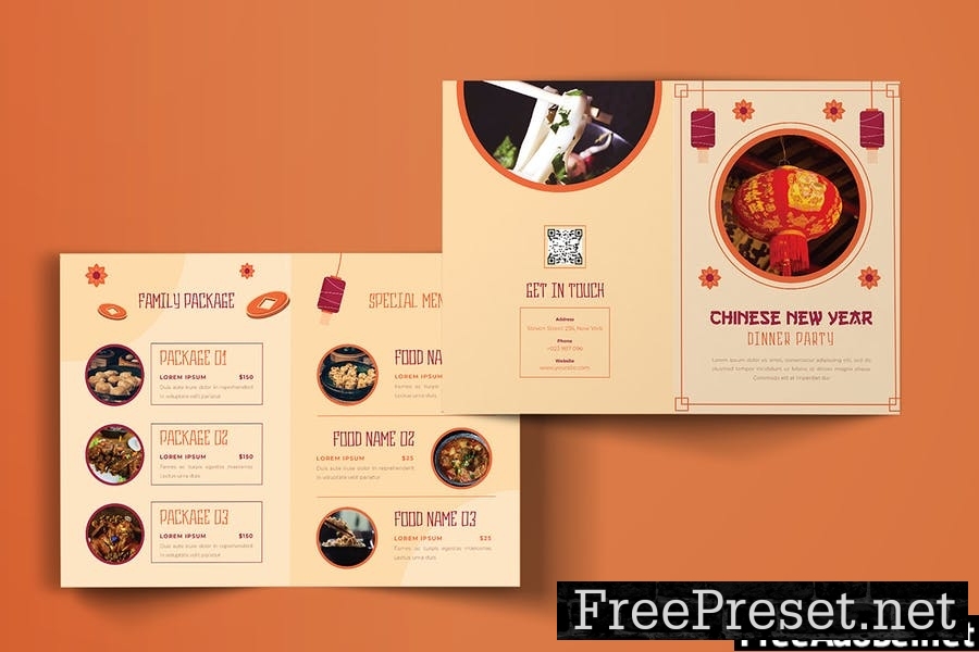 Chinese New Year Dinner Party Bifold Brochure JALQKUW