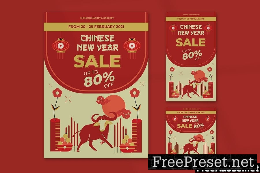 Chinese New Year Sale Flyer Set