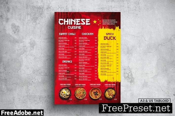 Chinese Poster Food Menu - A3 & US Tabloid LKQSS4T