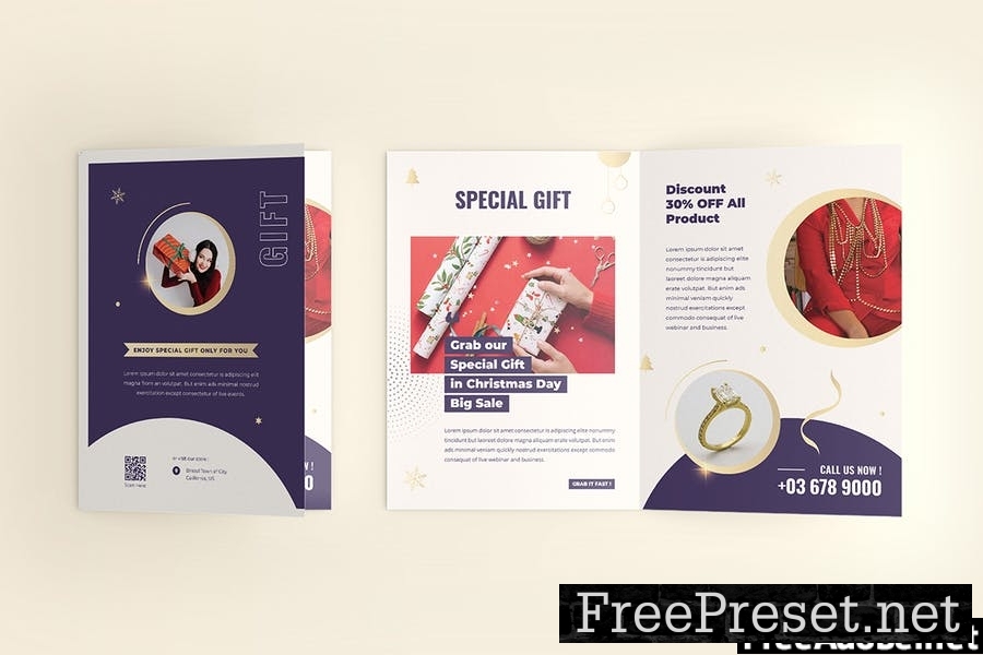 Christmas Gift Jewellery Trifold Brochure 