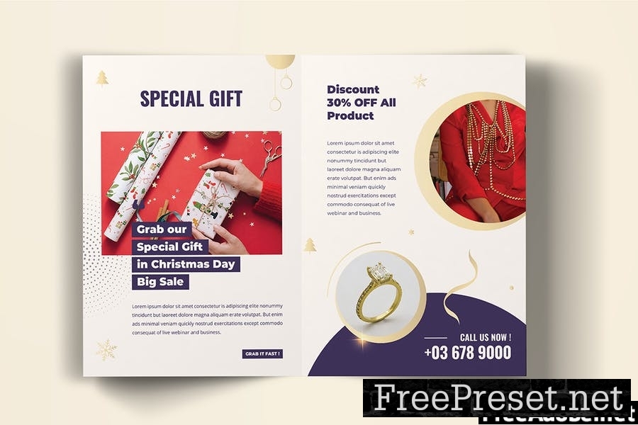 Christmas Gift Jewellery Trifold Brochure 